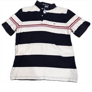 🎉🎉Host pick!! 🎉🎉Men’s Tommy Hilfiger Blue white red stripe polo size medium.